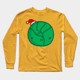 Festive Christmas Sprout - Kawaii Brussel Sprout Long Sleeve T-Shirt